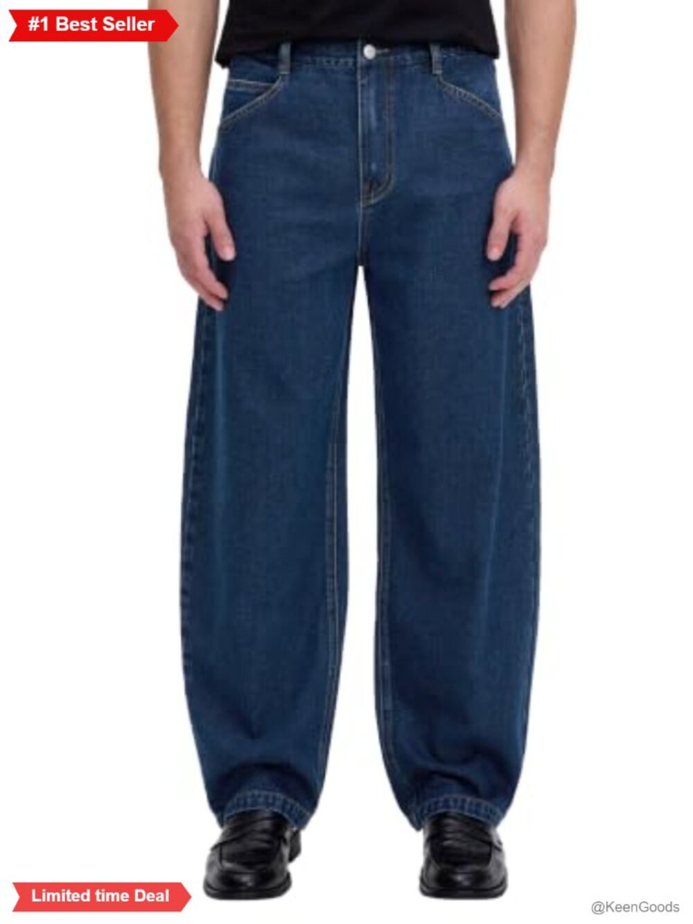 Men's Relaxed Fit Barrel Jeans Wide Leg Stretch Denim 5-Pocket Streetwear